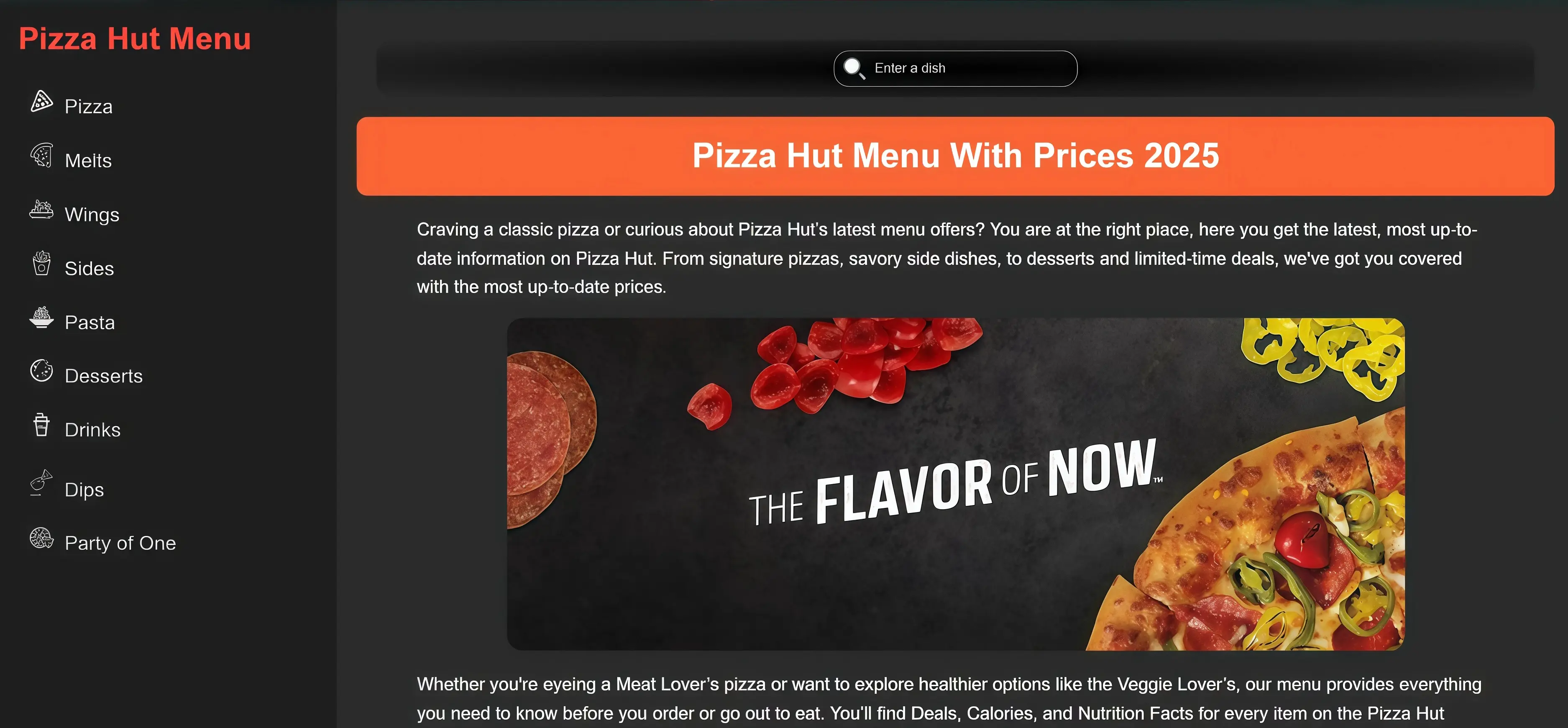 Pizza Hut Menu